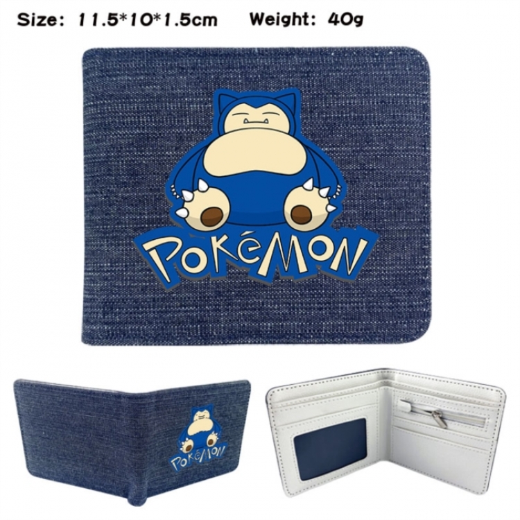 Pokemon Anime denim folding full-color wallet 11.5X10X1.5CM