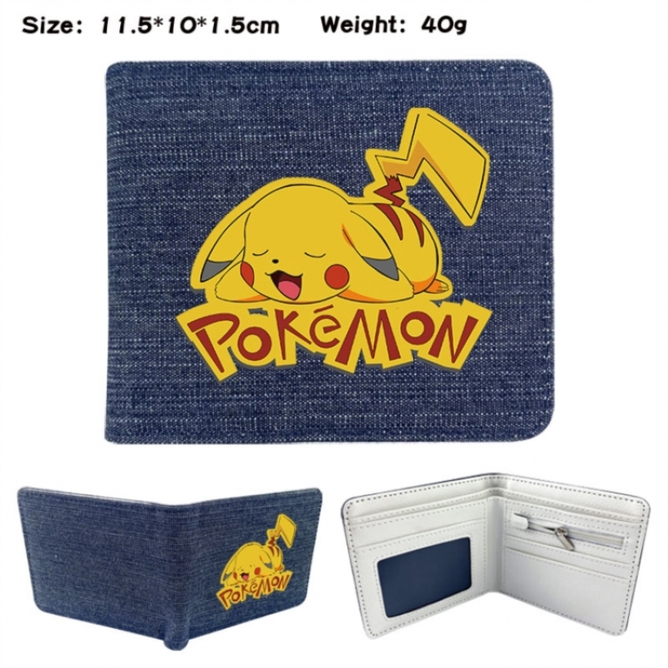 Pokemon Anime denim folding full-color wallet 11.5X10X1.5CM