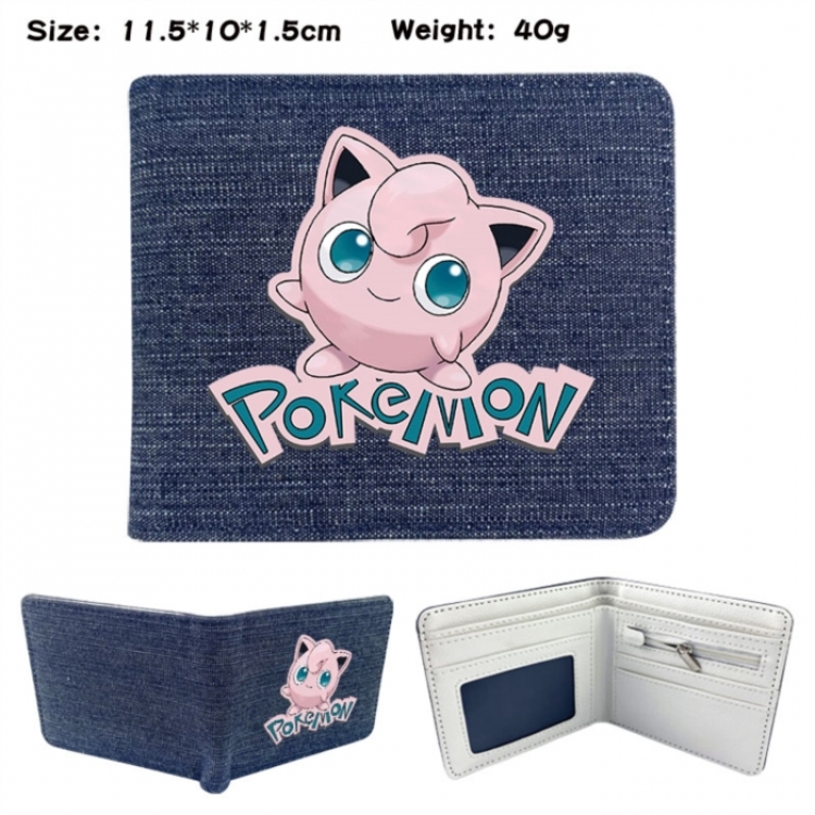 Pokemon Anime denim folding full-color wallet 11.5X10X1.5CM