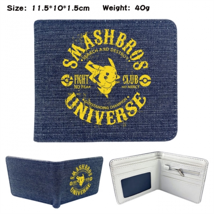 Pokemon Anime denim folding full-color wallet 11.5X10X1.5CM