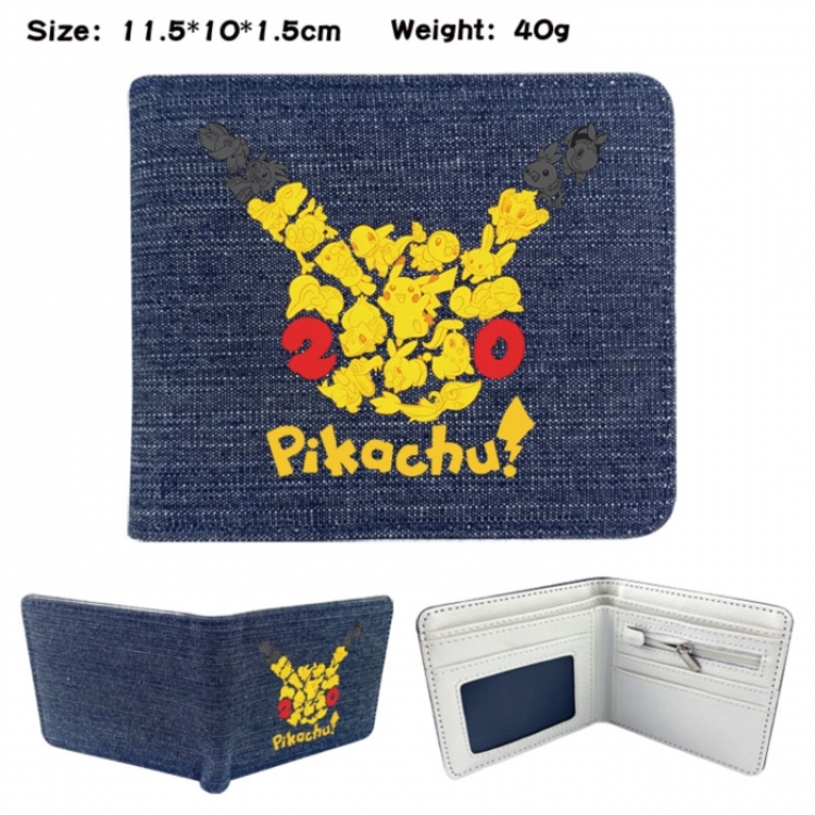 Pokemon Anime denim folding full-color wallet 11.5X10X1.5CM