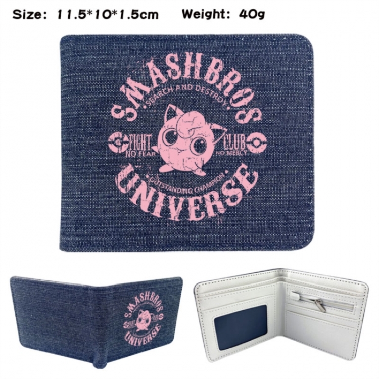 Pokemon Anime denim folding full-color wallet 11.5X10X1.5CM