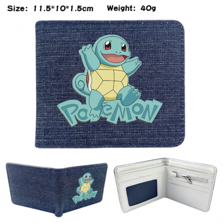 Pokemon Anime denim folding full-color wallet 11.5X10X1.5CM
