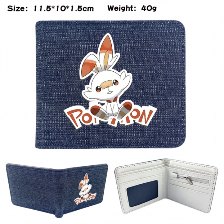 Pokemon Anime denim folding full-color wallet 11.5X10X1.5CM
