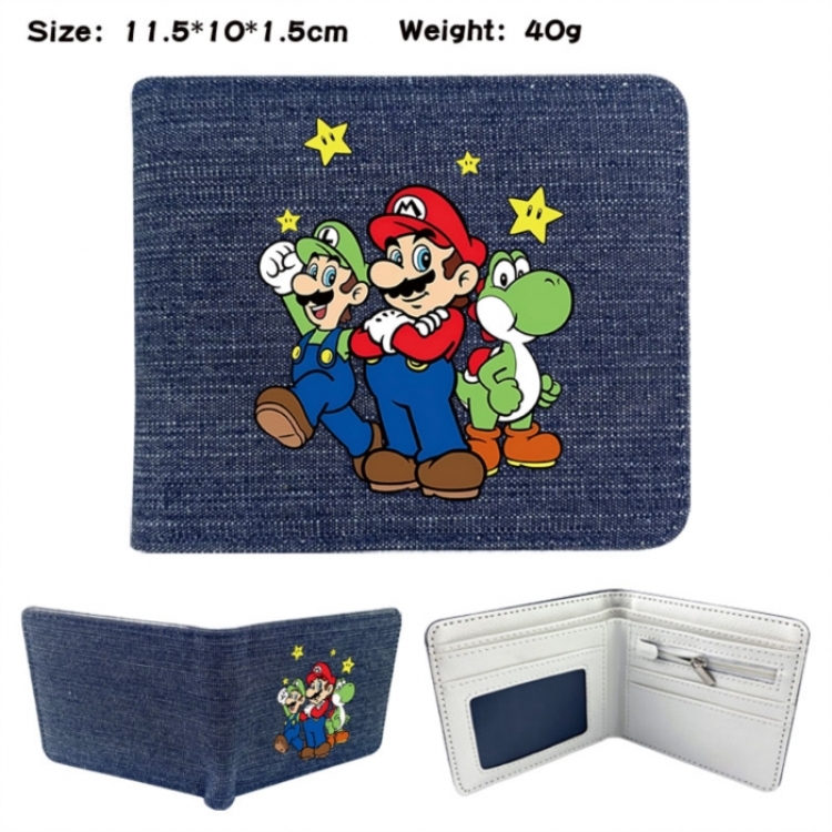 Super Mario Anime denim folding full-color wallet 11.5X10X1.5CM 