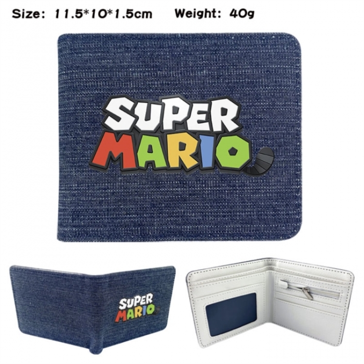 Super Mario Anime denim folding full-color wallet 11.5X10X1.5CM 