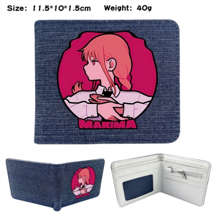 Chainsaw man Anime denim folding full-color wallet 11.5X10X1.5CM 