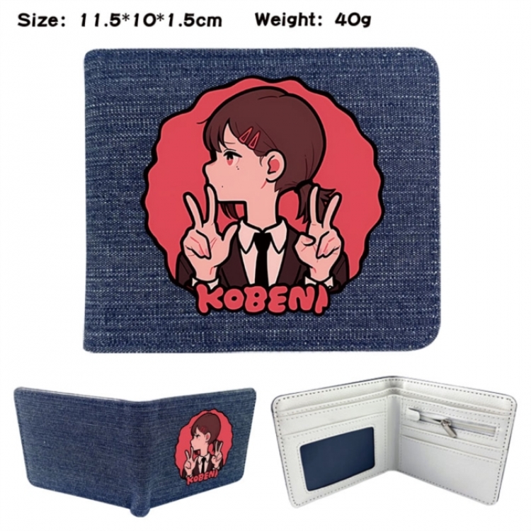 Chainsaw man Anime denim folding full-color wallet 11.5X10X1.5CM 