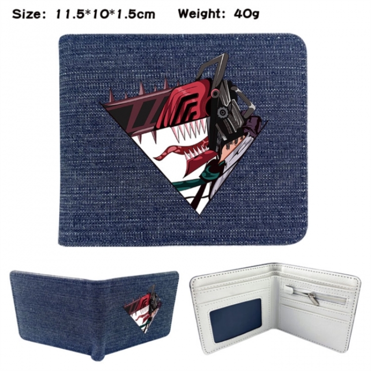 Chainsaw man Anime denim folding full-color wallet 11.5X10X1.5CM 