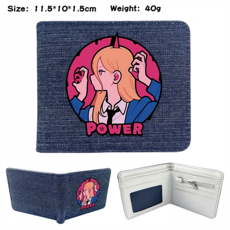 Chainsaw man Anime denim folding full-color wallet 11.5X10X1.5CM 