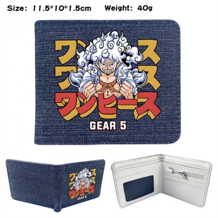 One Piece Anime denim folding full-color wallet 11.5X10X1.5CM 