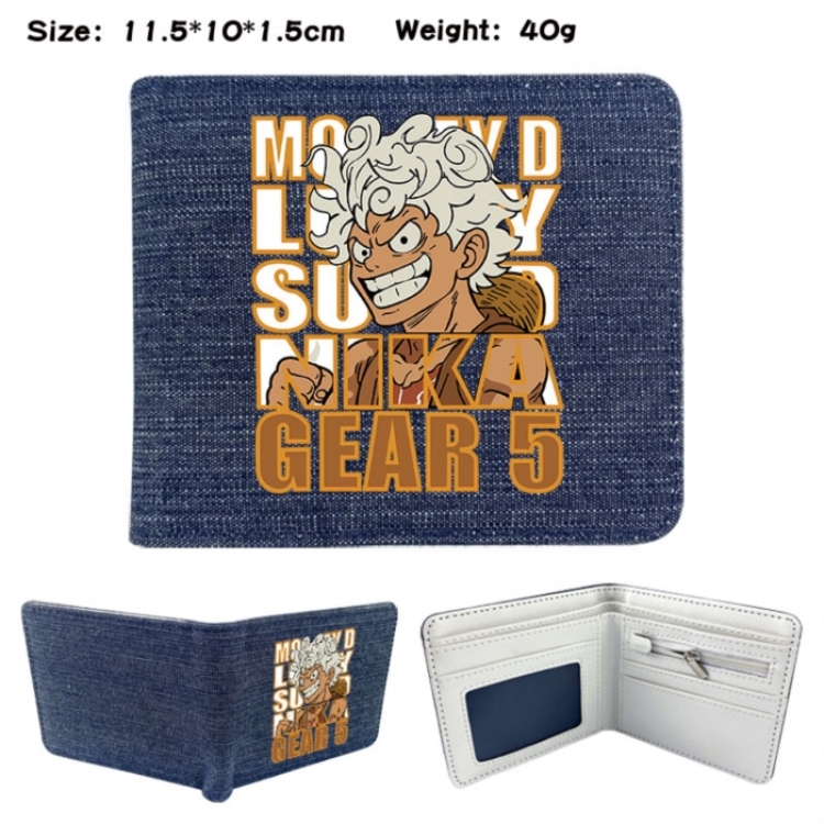 One Piece Anime denim folding full-color wallet 11.5X10X1.5CM 