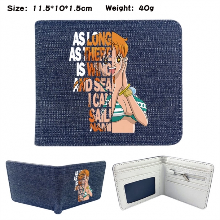 One Piece Anime denim folding full-color wallet 11.5X10X1.5CM 