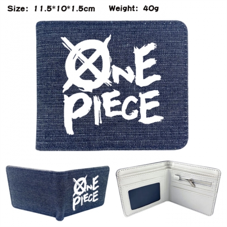 One Piece Anime denim folding full-color wallet 11.5X10X1.5CM 