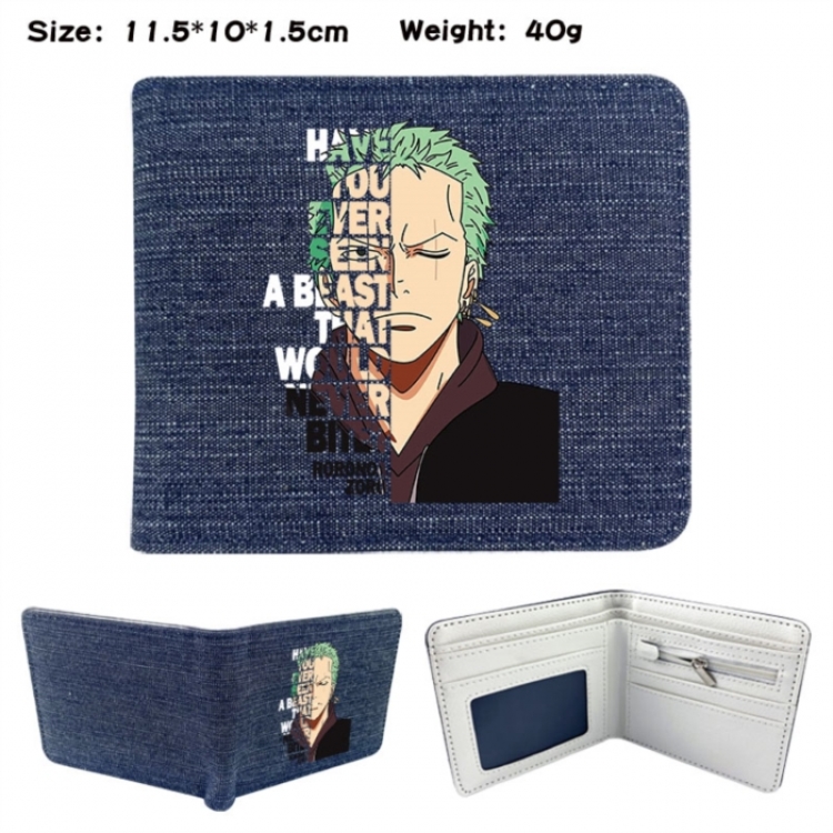 One Piece Anime denim folding full-color wallet 11.5X10X1.5CM 