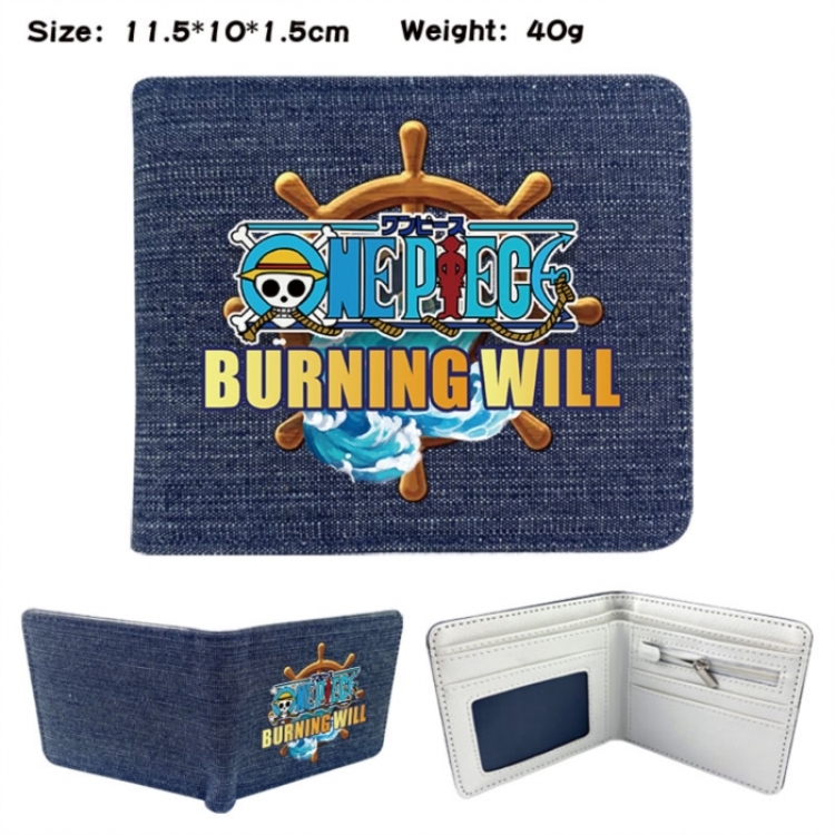 One Piece Anime denim folding full-color wallet 11.5X10X1.5CM 