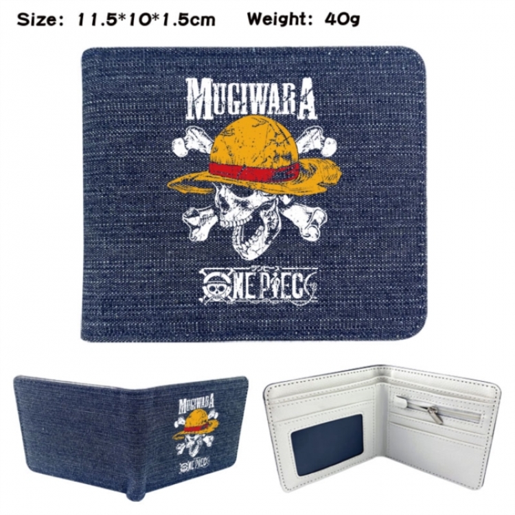 One Piece Anime denim folding full-color wallet 11.5X10X1.5CM 