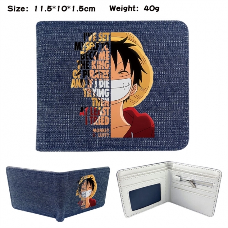 One Piece Anime denim folding full-color wallet 11.5X10X1.5CM 