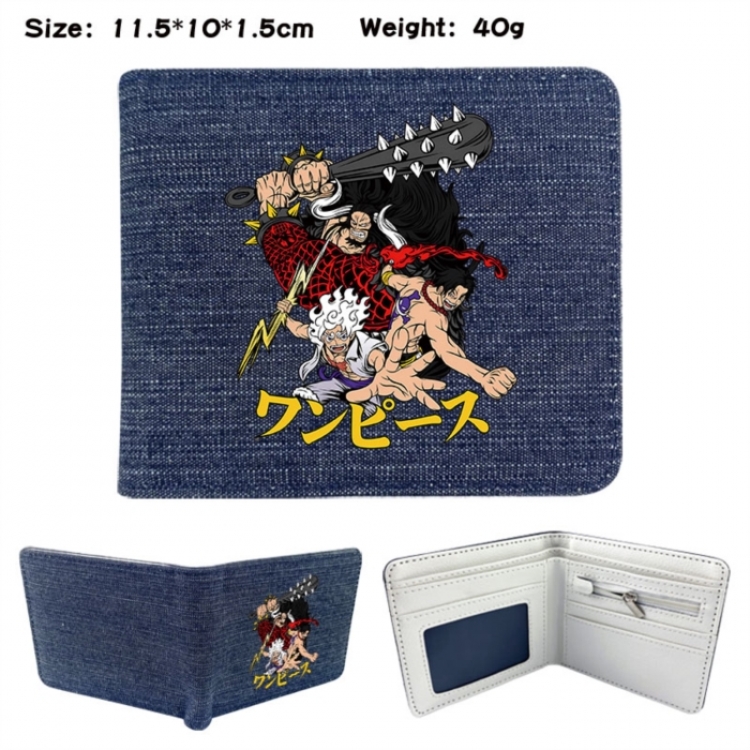 One Piece Anime denim folding full-color wallet 11.5X10X1.5CM 
