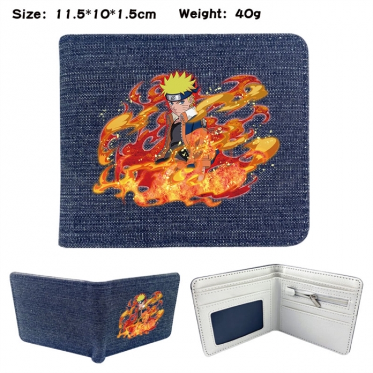 Naruto Anime denim folding full-color wallet 11.5X10X1.5CM 