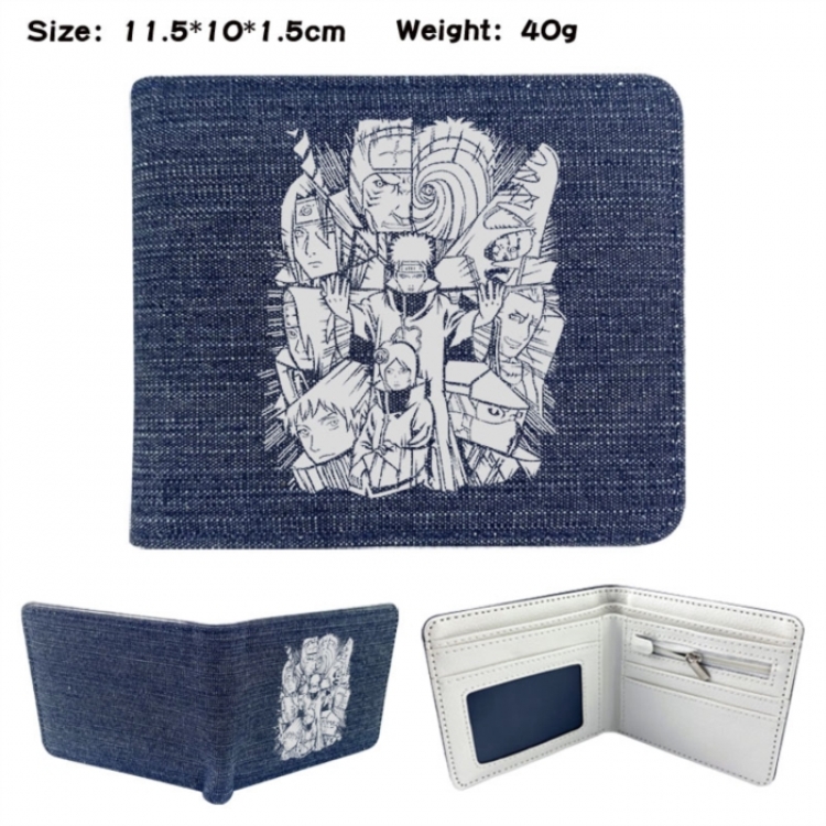 Naruto Anime denim folding full-color wallet 11.5X10X1.5CM 