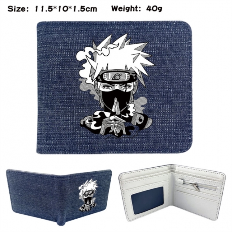 Naruto Anime denim folding full-color wallet 11.5X10X1.5CM 