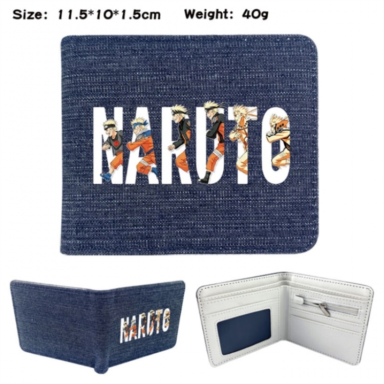 Naruto Anime denim folding full-color wallet 11.5X10X1.5CM 