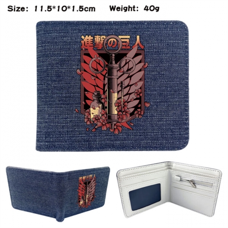 Shingeki no Kyojin Anime denim folding full-color wallet 11.5X10X1.5CM 