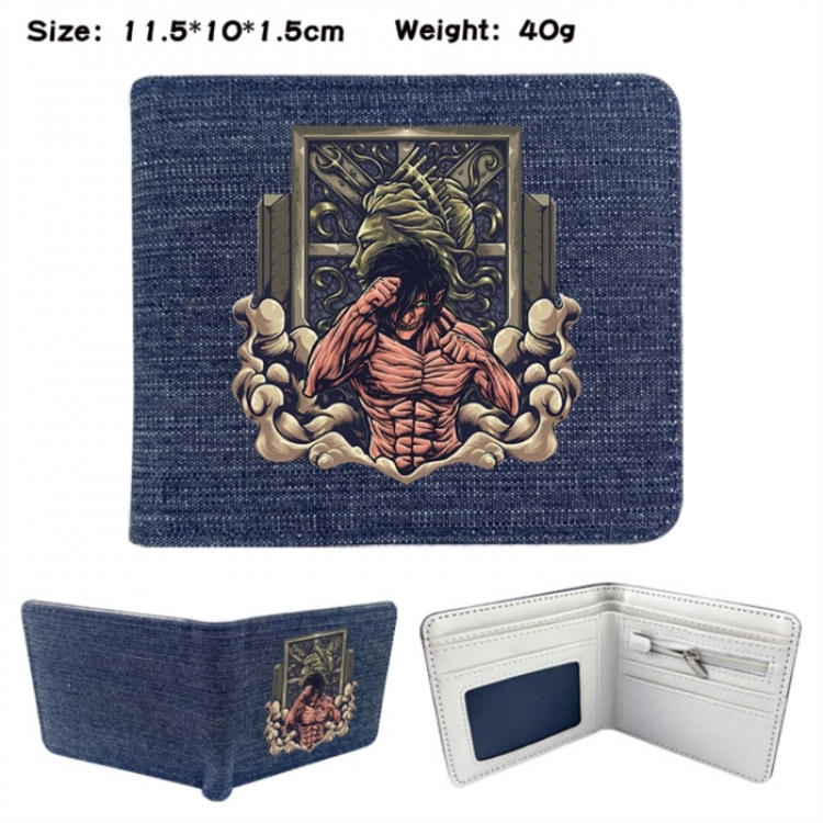 Shingeki no Kyojin Anime denim folding full-color wallet 11.5X10X1.5CM 