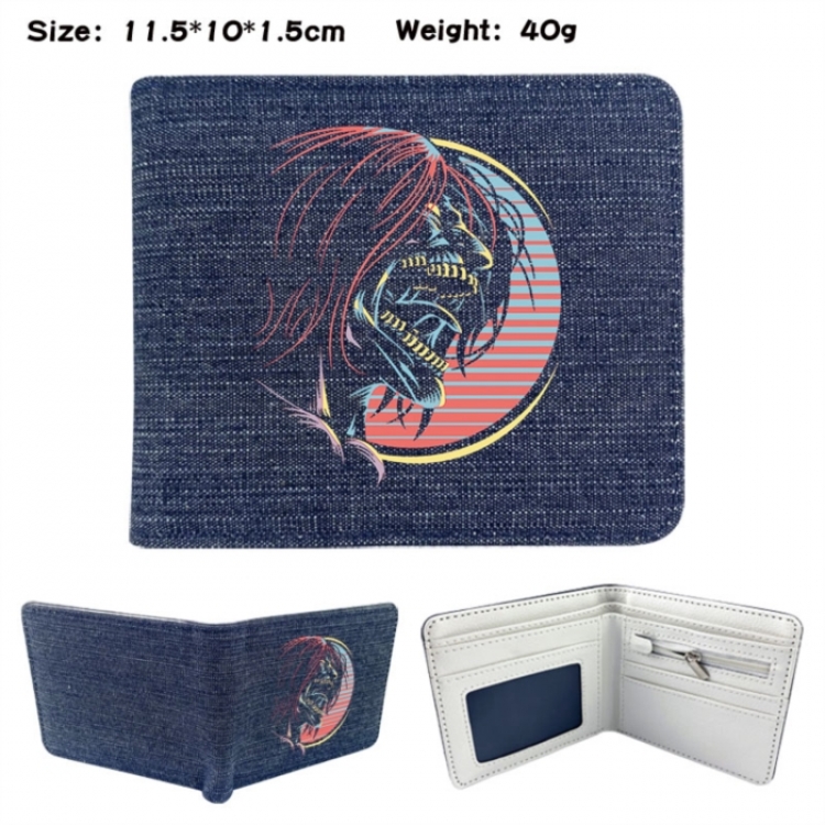 Shingeki no Kyojin Anime denim folding full-color wallet 11.5X10X1.5CM 