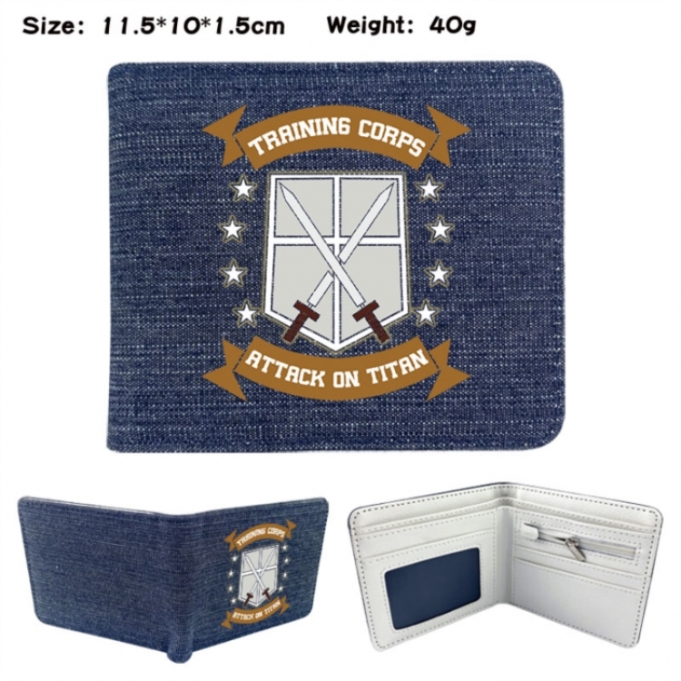Shingeki no Kyojin Anime denim folding full-color wallet 11.5X10X1.5CM 