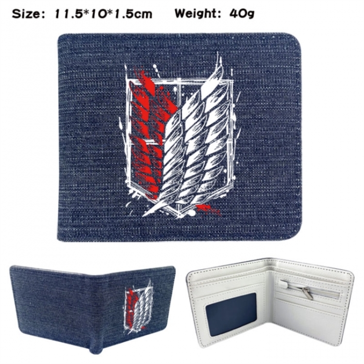 Shingeki no Kyojin Anime denim folding full-color wallet 11.5X10X1.5CM 