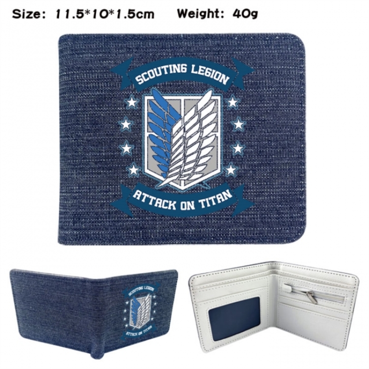 Shingeki no Kyojin Anime denim folding full-color wallet 11.5X10X1.5CM 