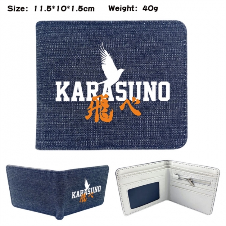 Haikyuu!! Anime denim folding full-color wallet 11.5X10X1.5CM 