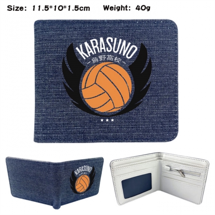 Haikyuu!! Anime denim folding full-color wallet 11.5X10X1.5CM 