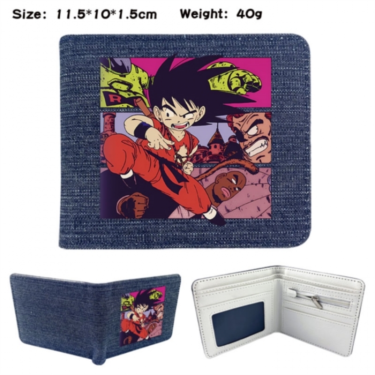 DRAGON BALL Anime denim folding full-color wallet 11.5X10X1.5CM 