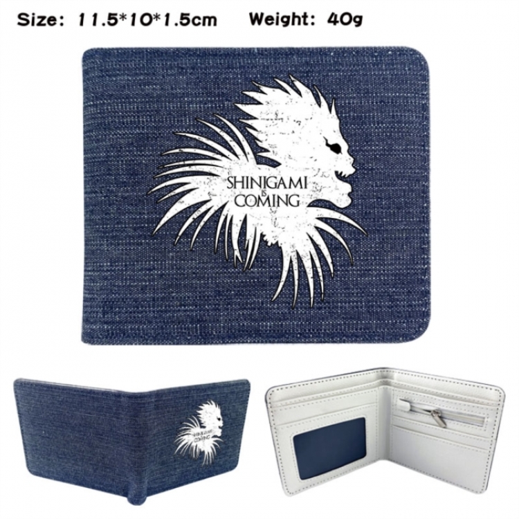 Death note Anime denim folding full-color wallet 11.5X10X1.5CM 