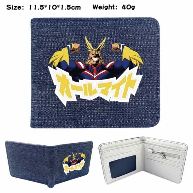 My Hero Academia Anime denim folding full-color wallet 11.5X10X1.5CM 