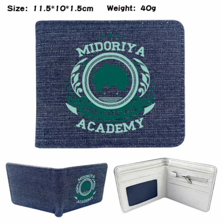 My Hero Academia Anime denim folding full-color wallet 11.5X10X1.5CM 