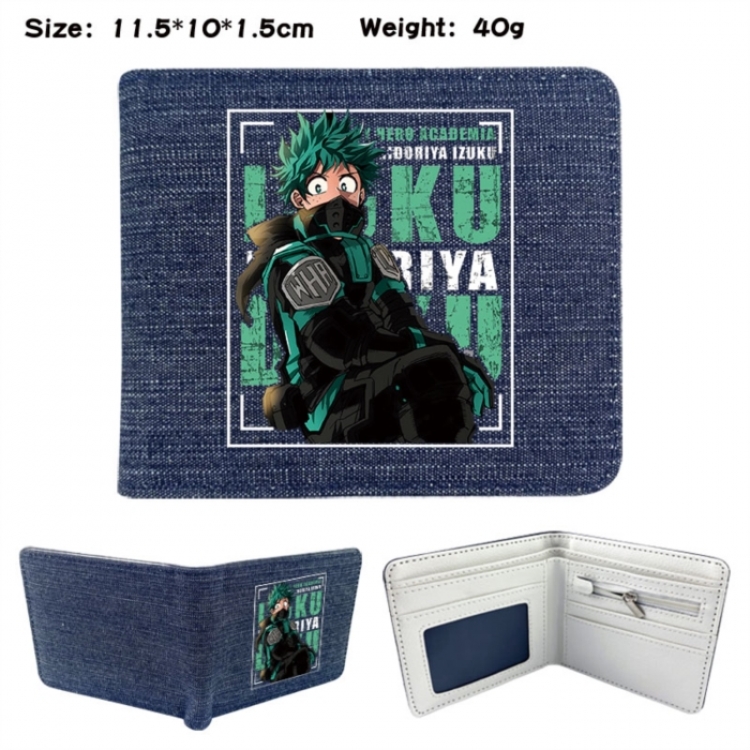My Hero Academia Anime denim folding full-color wallet 11.5X10X1.5CM 