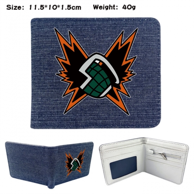 My Hero Academia Anime denim folding full-color wallet 11.5X10X1.5CM 