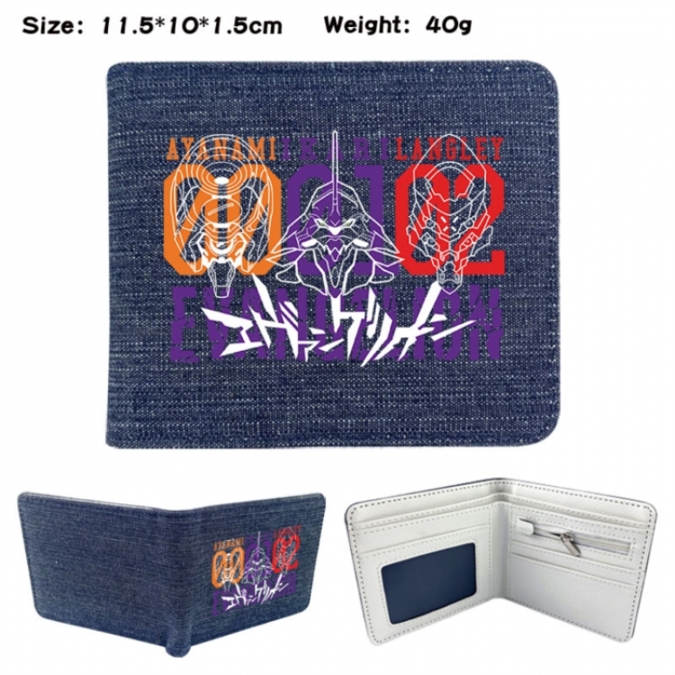 EVA  Anime denim folding full-color wallet 11.5X10X1.5CM 