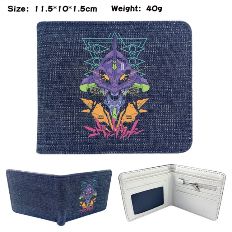 EVA  Anime denim folding full-color wallet 11.5X10X1.5CM 