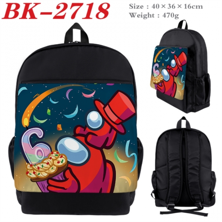 AMONG US Waterproof nylon canvas flip color picture backpack 40X36X16CM