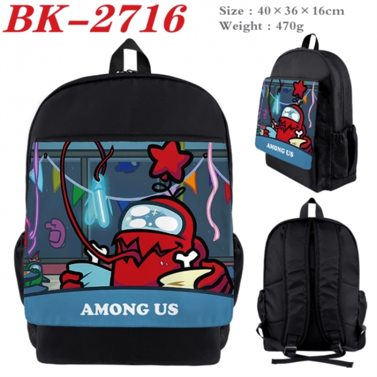 AMONG US Waterproof nylon canvas flip color picture backpack 40X36X16CM