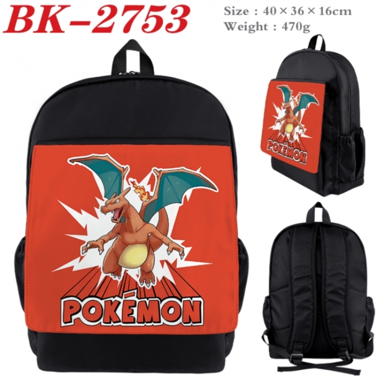 Pokemon Waterproof nylon canvas flip color picture backpack 40X36X16CM