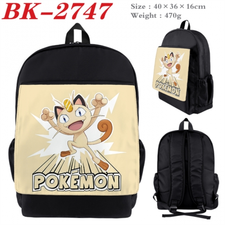 Pokemon Waterproof nylon canvas flip color picture backpack 40X36X16CM