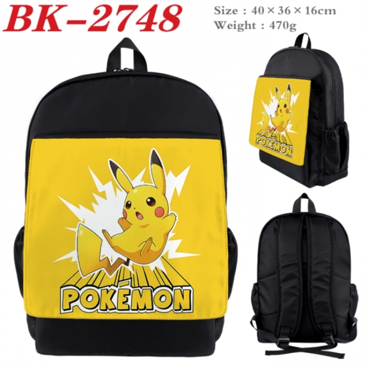Pokemon Waterproof nylon canvas flip color picture backpack 40X36X16CM