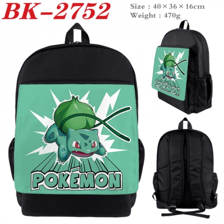 Pokemon Waterproof nylon canvas flip color picture backpack 40X36X16CM