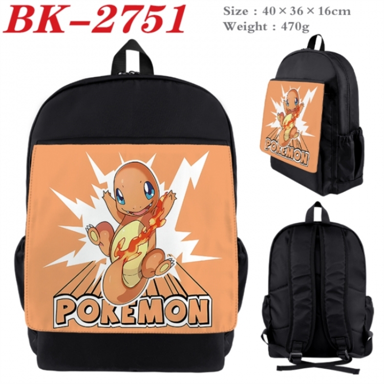 Pokemon Waterproof nylon canvas flip color picture backpack 40X36X16CM